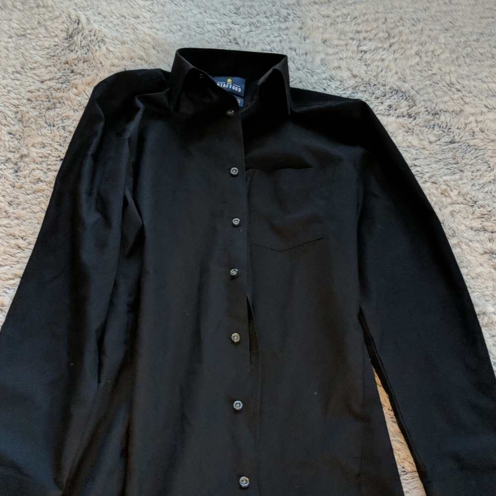 Stafford Travel Fitted Black Long sleeve